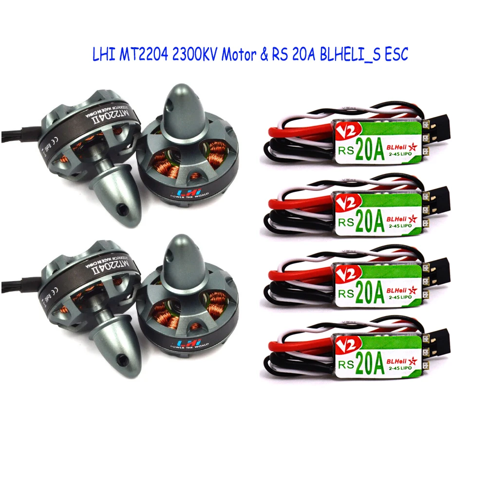 4x2204 2300KV брушелсс мотор для квадрокоптера QAV 250 210 180 220+ 4xracerstar RS20A Lite 20A Blheli-S BB1 2-4S ESC бесщеточный