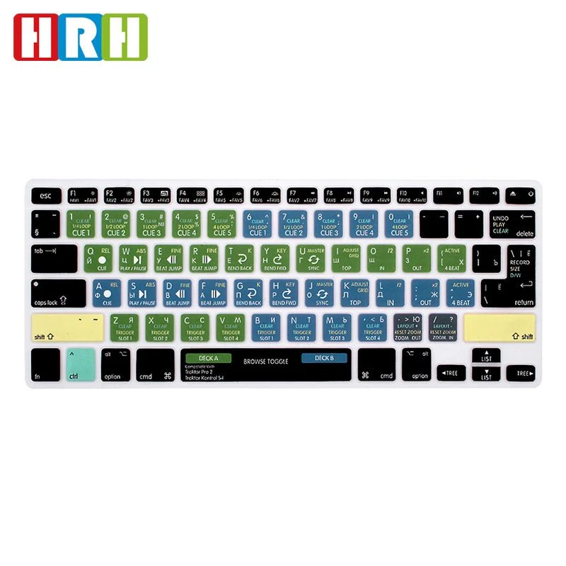 

HRH Traktor Pro 2/Kontrol S4 Shortcuts Hot Key Silicone Keyboard Cover Skin for MacBook Air Pro Retina 13" 15"keyboard Protector