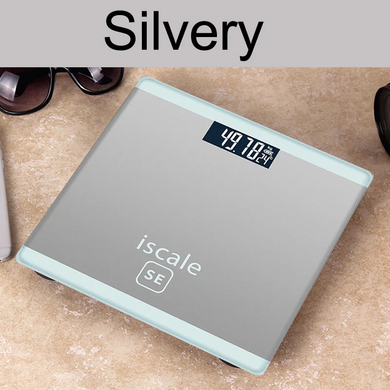 Весы для ванной, цифровые весы для тела, умные весы s, электронные весы, 4 цвета, квадратные 180 кг - Цвет: Silvery