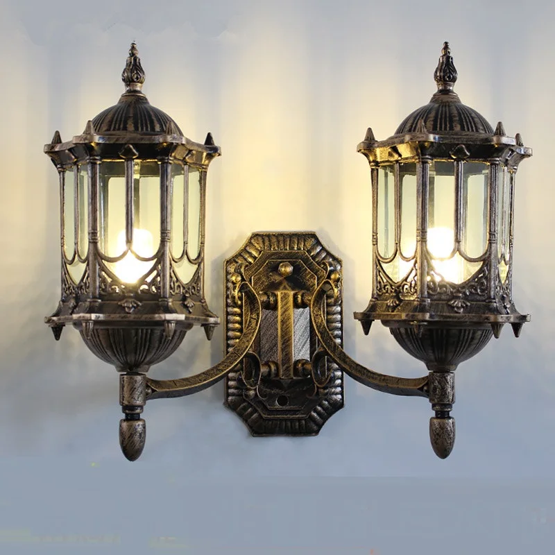 

Outdoor light European style waterproof wall lamps double head garden lamp external lighting wall lights za FG217
