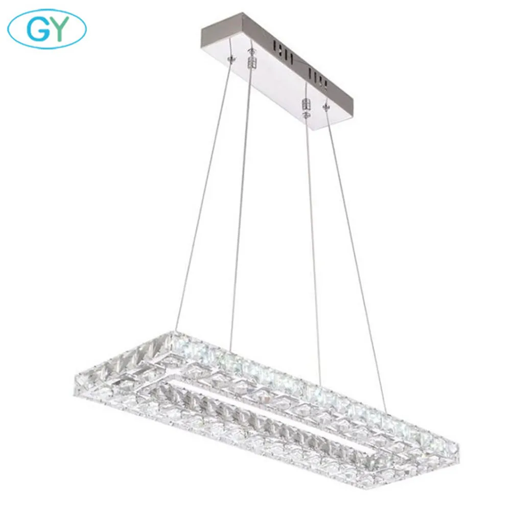 

Modern 60*20cm rectangle led crystal chandeliers 32W stainless steel + clear crystal lustres lamp LED luminaires home fixture