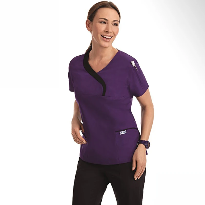 Высокое качество летняя Больничная медицинская скраб Одежда наборы стоматологическая клиника салон красоты униформа медсестры модный дизайн Slim Fit - Цвет: purple