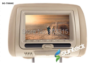 Top 2x7 inch Pillow Headrest DVD with Zipper Cover +32bit Game/USB/SD/ FM/IR for free gift 2pcs IR Wireless Headphone 2