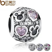 Regalo del bebé de Los Encantos Fit Collar Pulsera Original 925-Sterling-Silver Ratón Verde Oscuro Corazón Bead Jewelry Making PAS128