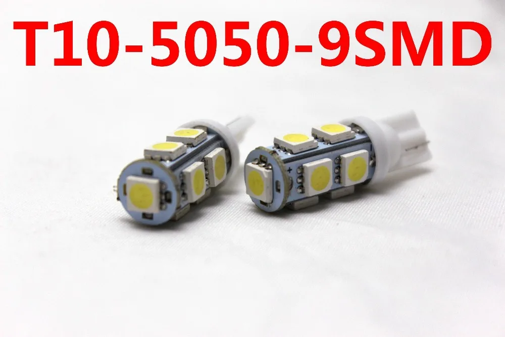 

Free Shipping,10 PCS T10 194 921 168 W5W 9 SMD 5050LED Car Light Wedge Bulb-White/Red/Blue/Green/Yellow