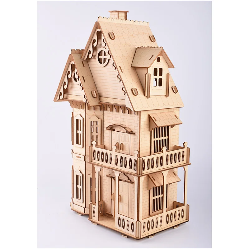 Лазерная резка модель головоломка игрушки готический дом 3D деревянная головоломка детская деревянная шкала модели Дом головоломка игрушка подарок для детей
