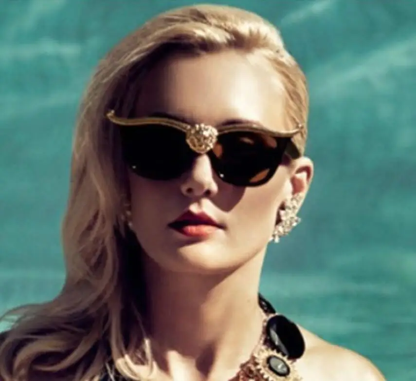 Большие солнцезащитные очки кошачий глаз для женщин, фирменный дизайн, роскошные солнцезащитные очки для женщин, s Золото, Ретро стиль, женские солнцезащитные очки