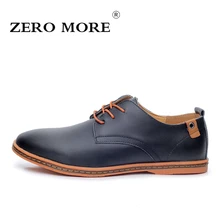 2017 Leather Men Shoes ZERO MORE Fashion Men Flat Shoe Round Toe Comfortable Office Autumn Winter Shoes for Men Size 38-48 #ZM26
