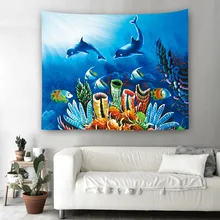 Нижнее море рыбы серии печатных гобелен на стену искусство Декор пляж одеяло для сидения гостиной диван крышка TPY56 Твин хиппи