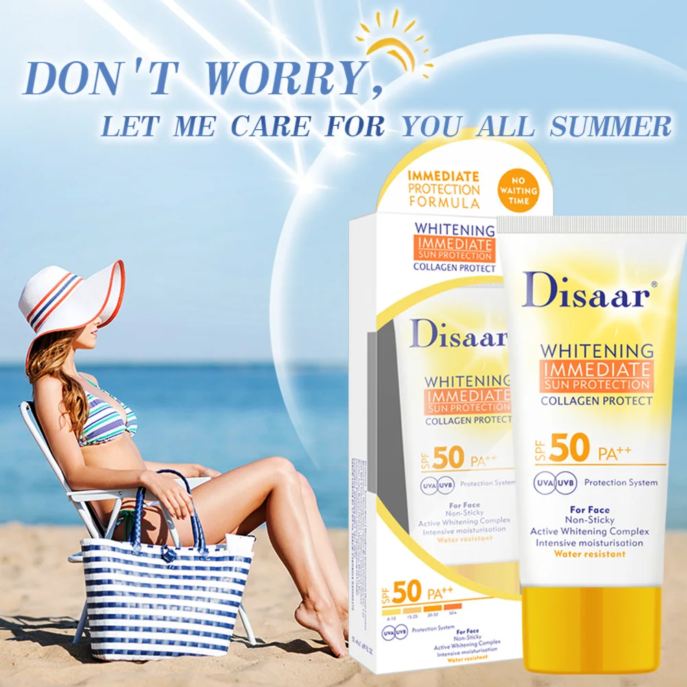 

Disaar Face Body Sunscreen Whitening Cream Sunblock Skin Protective Cream Oil-control Moisturizing Anti-Aging SPF 50+ Skin Care