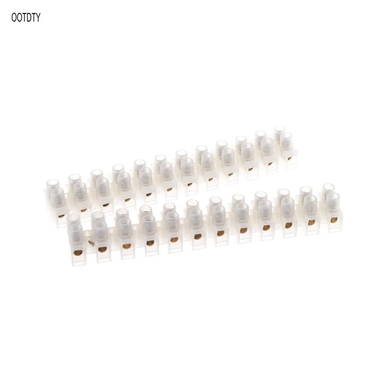

2 Pcs 10A Dual Row Connector 12 Position Wire Barrier Terminal Strip Block