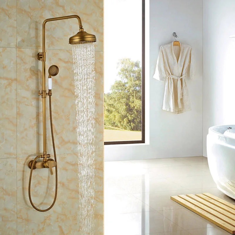 New Arrival 8" Round Shower Head Tap Bathroom Shower Faucet Cremic Handle Shower Mixer Tapin