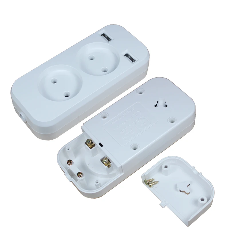 

2019 new design 2 socket European 5V 2A USB extension socket LE-01 White color