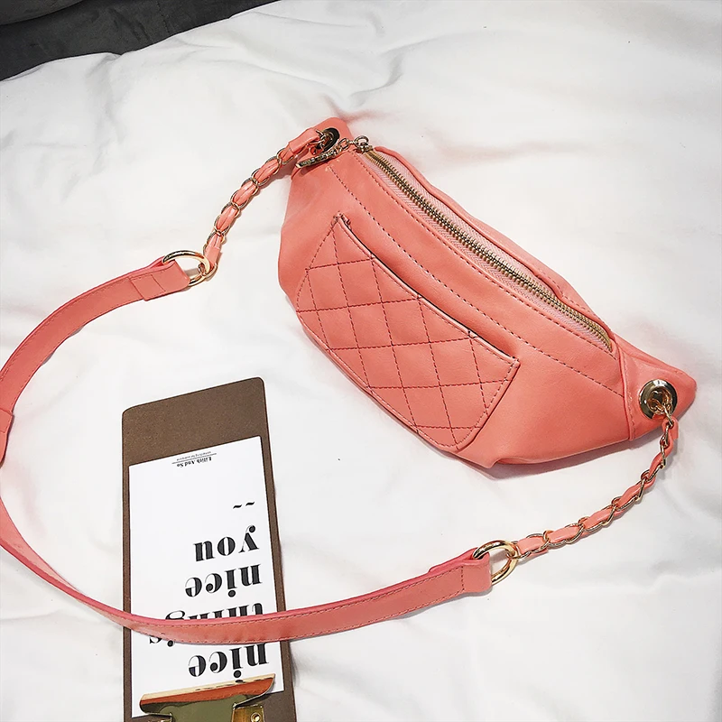 Janespri Fashion Waist Bag Women Fanny Waist Packs High Quality Quilted Belt Bag PU Leather Ladies Handbag Crossbody Chest Bag (33)