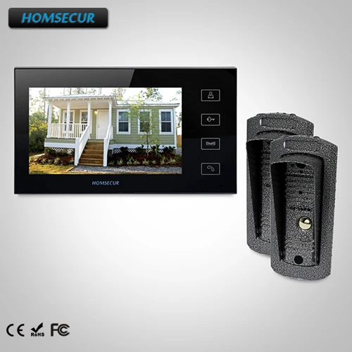

HOMSECUR 7" Wired Video&Audio Home Intercom+Black Monitor for Home Security TC041 Camera + TM704-B Monitor