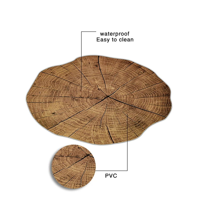 Wood Grain Placemat PVC Tea Cup Mat Dining Table Mat Plate Mat Coffee Coasters Bowl Disc Hot Mat Pads 1pc