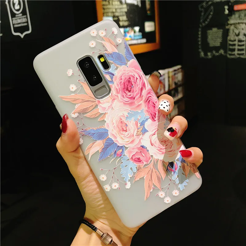 YHBBCASES для Samsung Galaxy S8 S9 S10 Plus модный 3D рельефный цветочный чехол из тпу Note 8 9 милый
