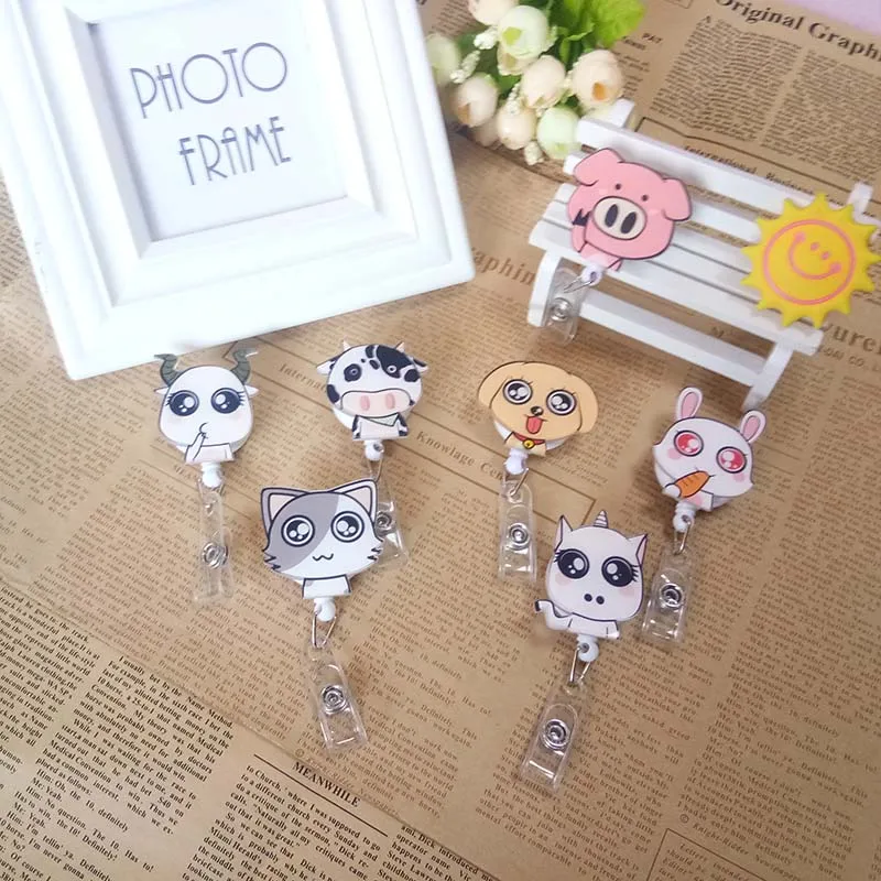 

New Cartoon Animal Retractable Pull Badge Reel ID Lanyard Name Tag Card Nurse Student Doctor Badge Holder lovely Kids Reels