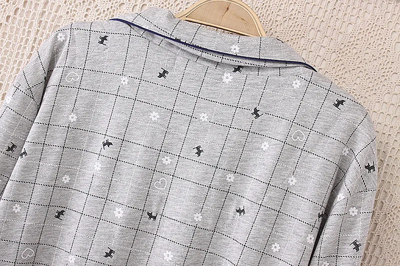 2019 Весна Новый мужской пижамный комплект Ночная рубашка с длинным рукавос Turn-Down Воротник клетчатая Пижама Mansleepwear пижамы Мужские Pijama