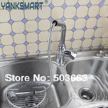 Уникальный выдвижной кухонная раковина поток хромированное покрытие латунь одной ручкой на бортике Керамический смеситель кран Fauce YS536