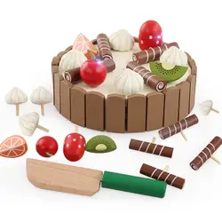 Дети день рождения торт деревянные кухонные игрушки ролевые игры резки игрушечный торт для детей деревянные фрукты игрушка для игры в
