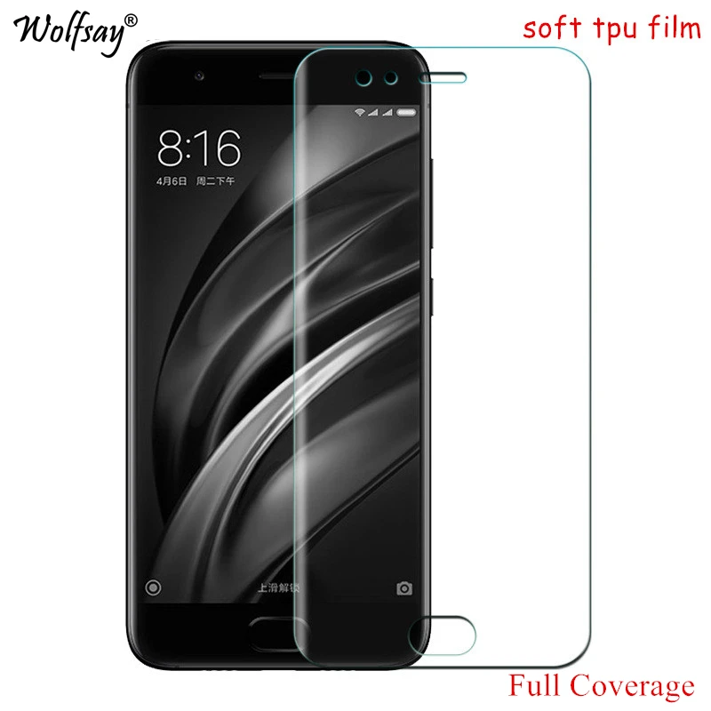 2PCS Wolfsay Screen Protector For Xiaomi Mi 6 Nano Clear Soft TPU Film (Not Tempered Glass) for Xiaomi Mi6 Full Cover Film 5.15