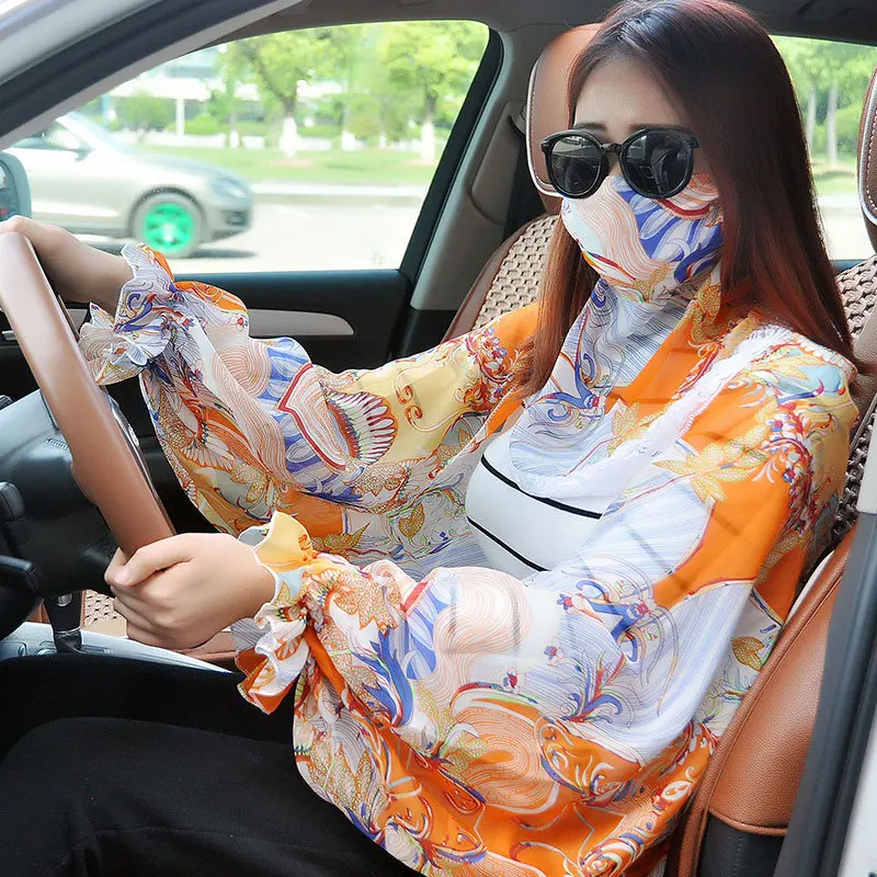 

Sunscreen mask ride neckguard car-covers 2017 spring and summer long chiffon scarves veil drive sunscreen shawl ofertas renda