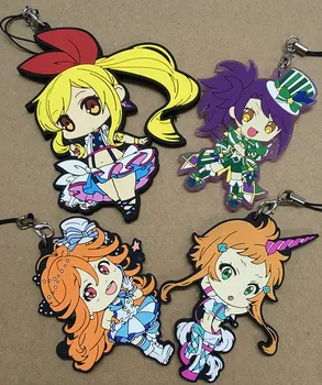 

4pcs/lot Japanese anime figure the idolm ster cinderella rubber Silicone mobile phone charms/keychain