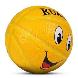 Kuangmi желтый улыбающееся лицо детский баскетбол дети Размеры 5 упражнений тренировочный мяч мальчики девочки Молодежные Спорт Баскетбол