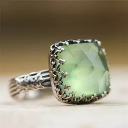 Romad Большой кольцо с зеленым камнем для Для Женщин старинное кольцо на палец Лакшери обручальное кольцо для женщин винтажные, Этнические