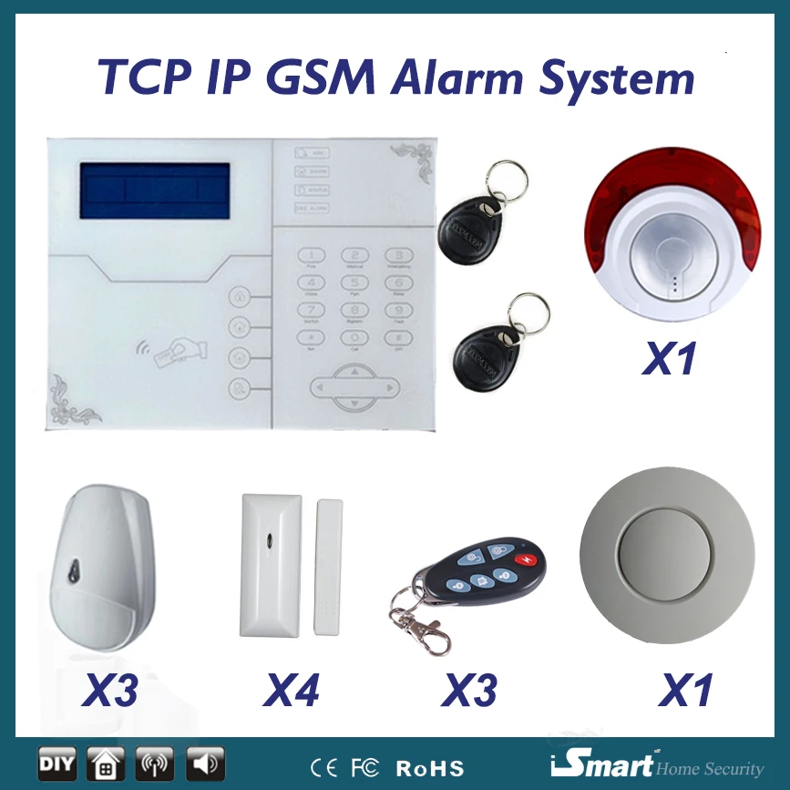 

Eanmay Home Security Burglar Alarm System ST-VGT Network GSM Alarm with Pet Immunity PIR Motion Sensor and Flash Sirene