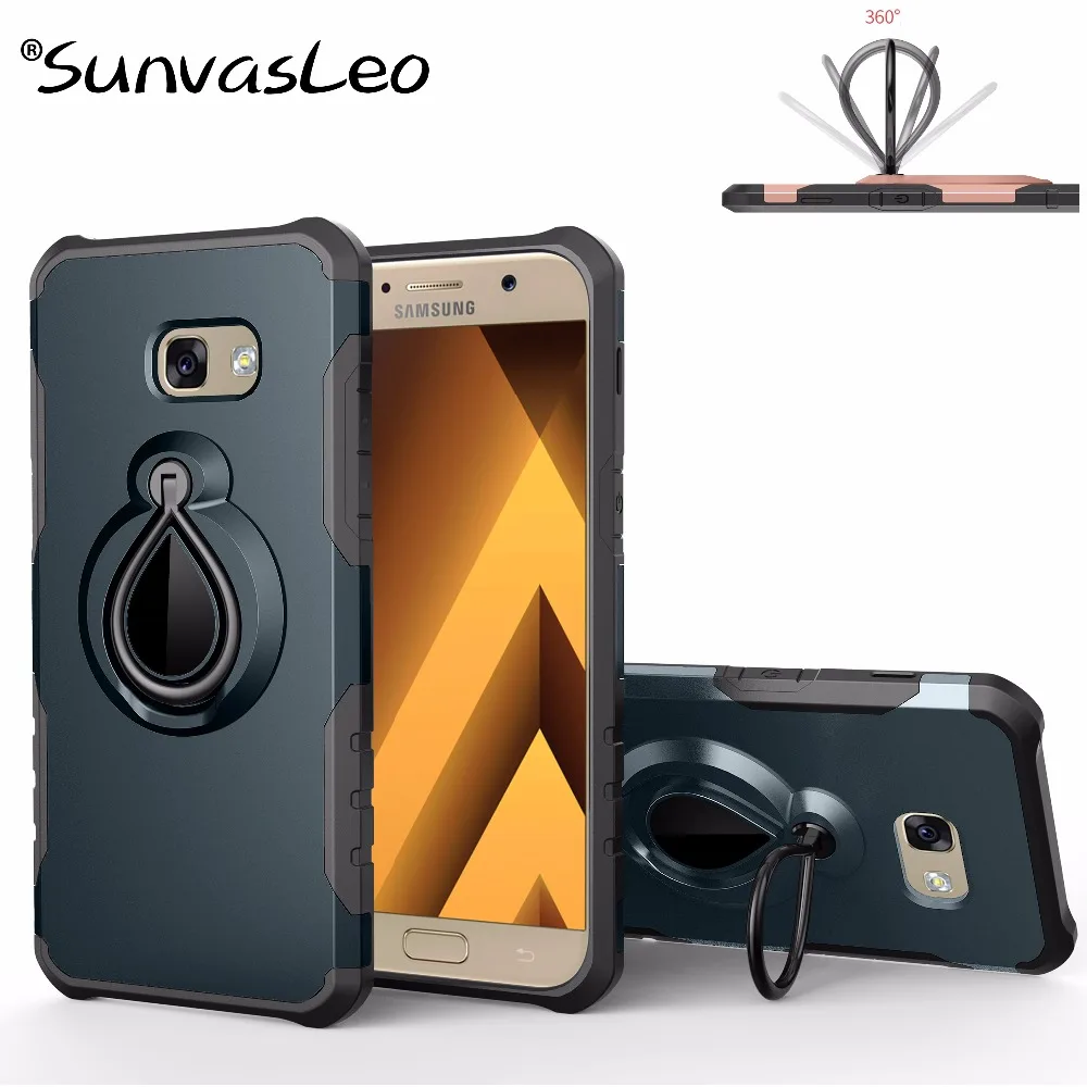 

For Samsung Galaxy A3 2017 Luxury Raindrop Shape Case Back Cover Shockproof Ring Holder Stander Heavy Protection Phone Shell