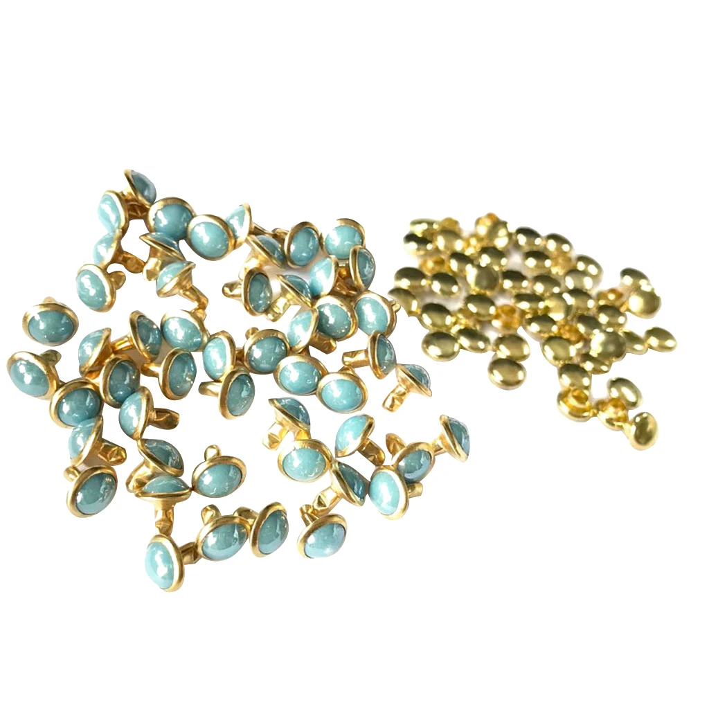 50 Sets Mushroom Dome Rivets Studs Buttons for Leather Belt Bag Shoes Leathercraft 7.5MM	