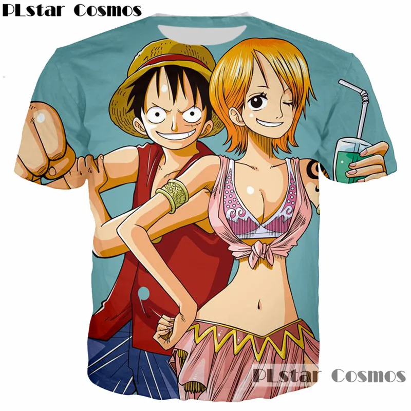 

PLstar Cosmos 2018 Fashion Men Women T-Shirt Classic Anime One Piece Luffy 3d print Summer style casual t shirt plus size 5xl
