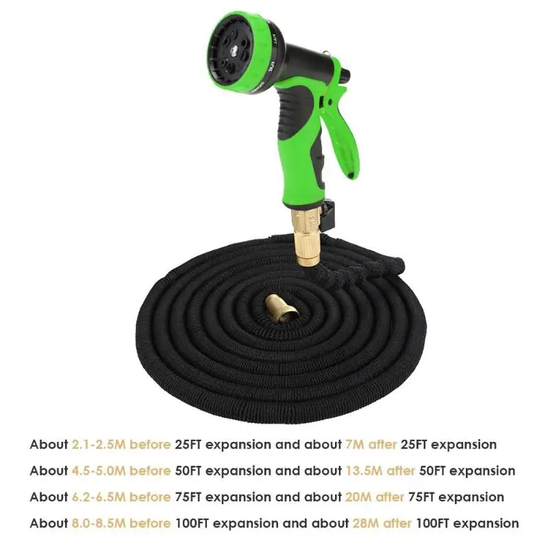 25FT-100FT удлиняемый садовый шланг Волшебная водопроводная труба вода мытья автомобиля пистолет набор пистолет для распыления воды автополив