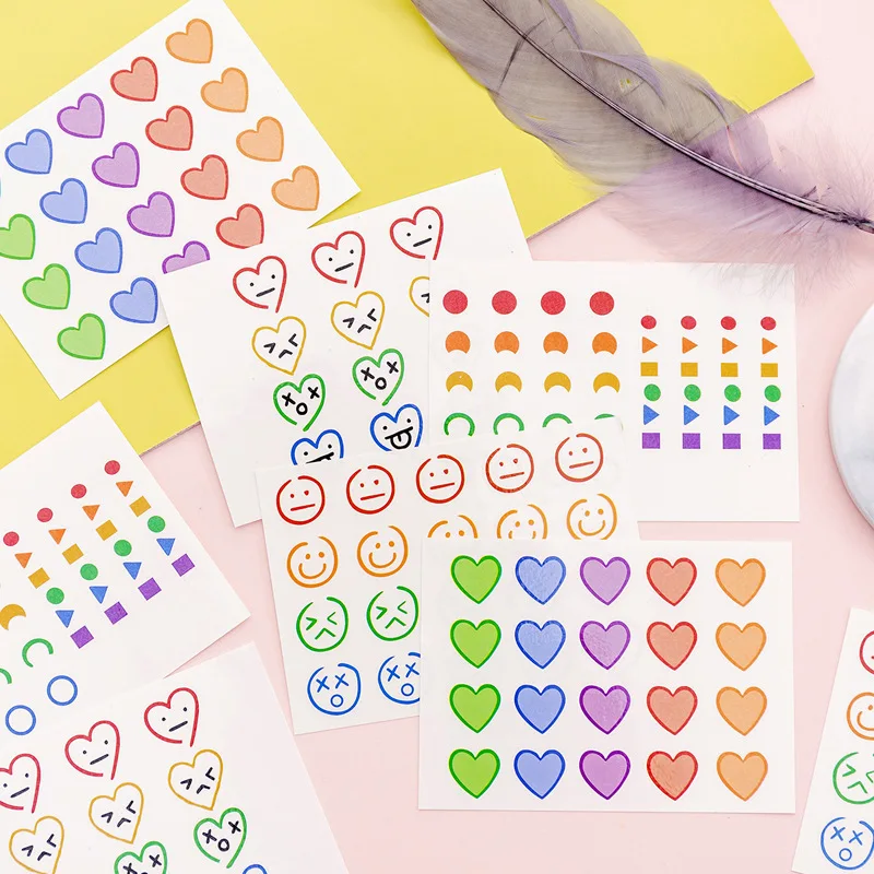 

4 pcs/lot Kawaii Heart Stickers Scrapbooking Bullet Journal Stickers Cute Smiley Decorative Diary Sticker Japanese Stationery