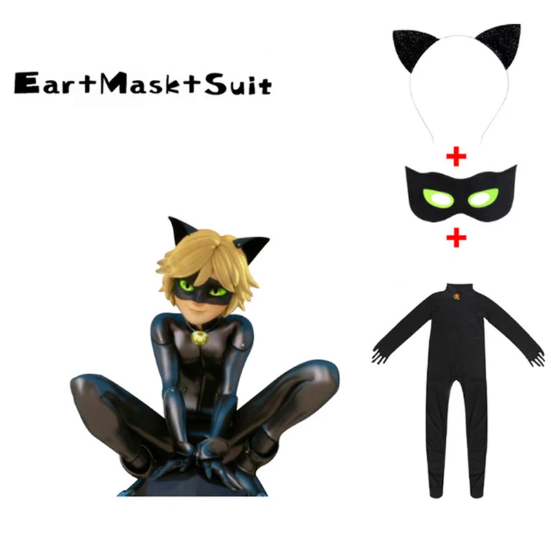 

2019 Kids Boy Ladybug Costume Black Cat Noir with Mask Ladybug Cat Cosplay With Mask Lady bug Costumes boys Gl clothes Costume