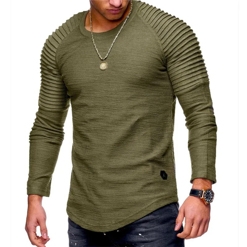 Fashion Raglan Sleeve T shirt Men Crinkle Shirts Long Sleeve T shirt ...