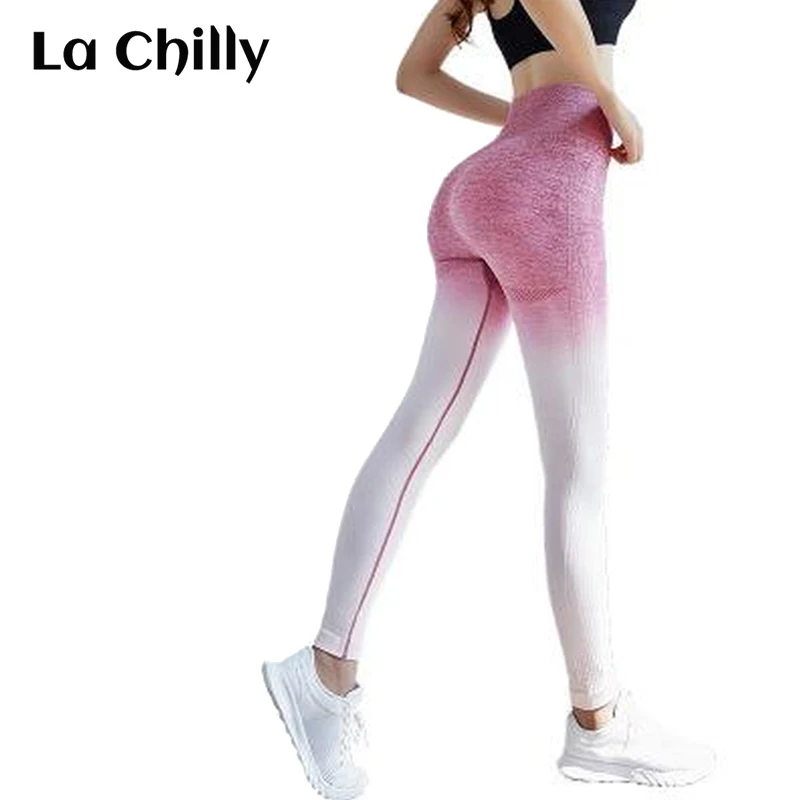 

Calzas Deportivas Mujer Summer Fashion Women Elastic Casual Seamless Gradient High Waist Slim Workout Leggings Spor Tayt Bayan