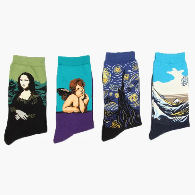 JULY’S SONG Happy Socks Men Funny Art Dress Socks Color Lot Men’s Summer Fashion Socks Set Print Van Gogh Art Socks