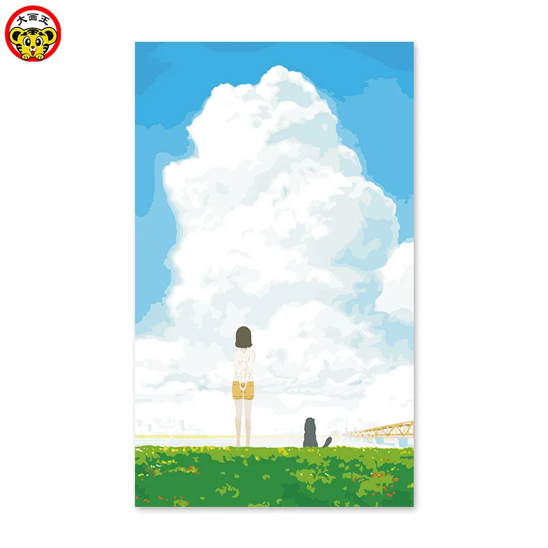 Diy картина маслом по номерам с ее японским мультяшным котом режиссером Макото шинкай