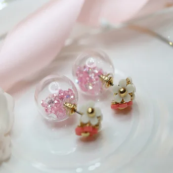 

Designer handmade glass balls balls Zircon Earrings