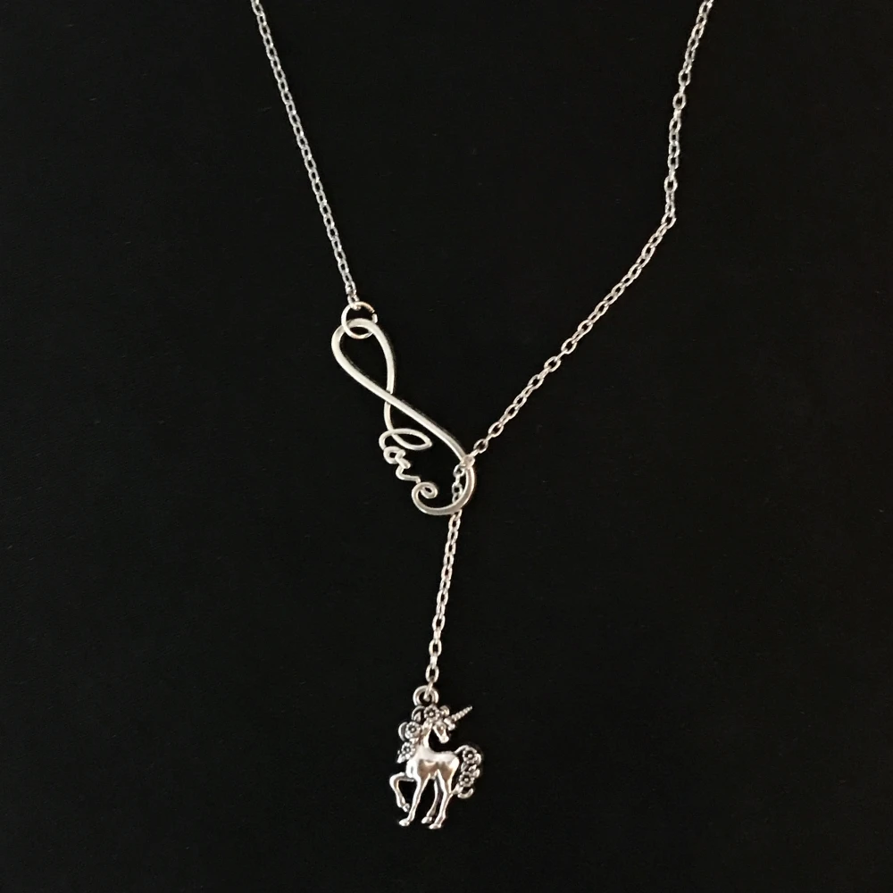 my shape Cartoon Cute Rainbow Horse Unicorn Design Metal Necklaces Infinite Bangle Bracelet for women Lucky 8 Fine Jewelry