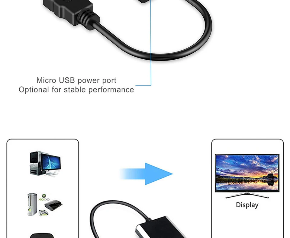 QGEEM HDMI в VGA адаптер цифро-аналоговый видео аудио конвертер Кабель HDMI VGA разъем для Xbox 360 PS4 ПК ноутбук ТВ коробка