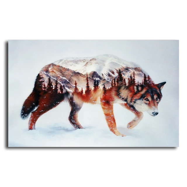 Abstract Animals Canva Prints Wall Art Wolf And Forest Airbrush Hand  Drawing Photos Of Animal Oil Painting Home Decor - Painting & Calligraphy -  AliExpress