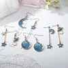 New Fashion Blue Space Universe Moon Star Earrings For Women Gold Color Universe Planet Circle Asymmetry Long Earrings ► Photo 2/6