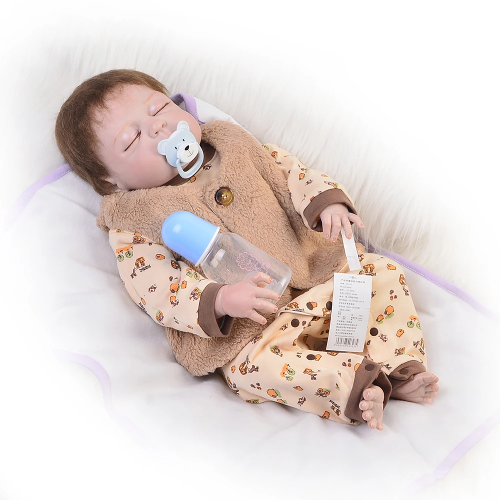 

Realista Reborn Dolls Babies 23 Inch Full Silicone Vinyl Alive Newborn Doll Sleeping Boy Playmates For Kids Birthday Baby T