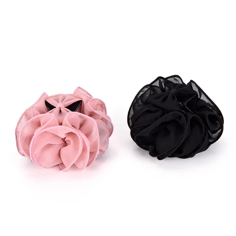 black head scarf New Arrival 1Pc Women Chiffon Rose Flower Hair Claw Bow Jaw Clip Barrette Headwear head wrap for women