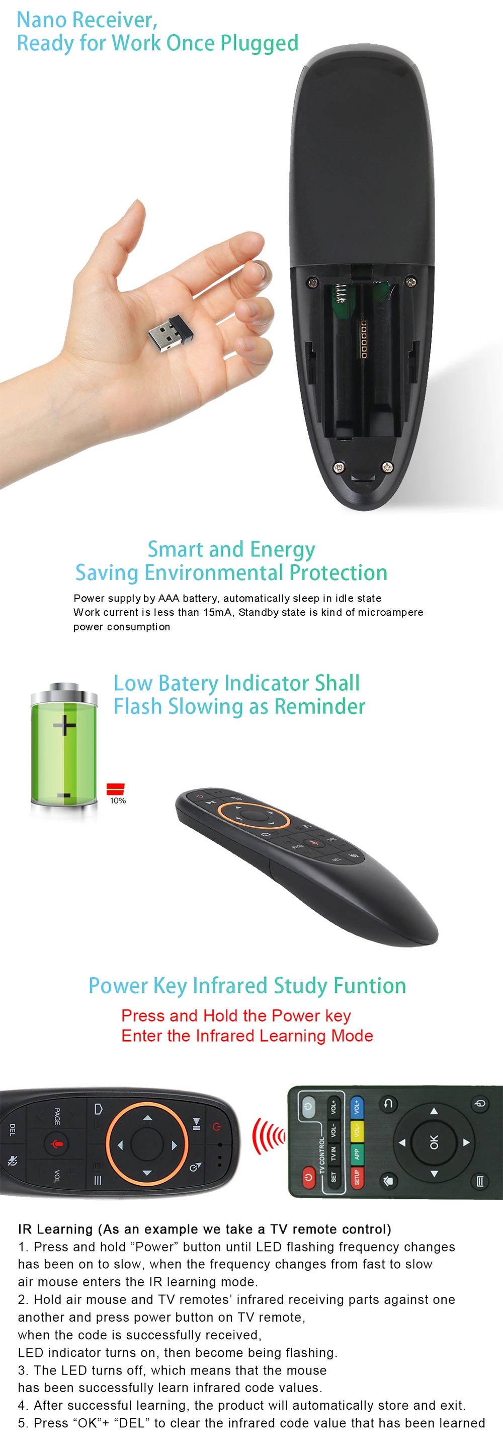 F10 2.4GHz WIFI Googlo Assistant Voice Remote Control Air Mouse 