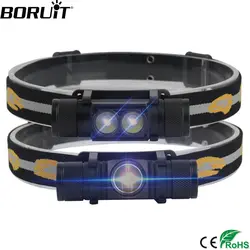 BORUiT 1000LM XM-L2 светодиодный фар Мини Белый свет Налобный фонарик USB зарядное устройство 18650 батарея фары фонарик для рыбалки и походов